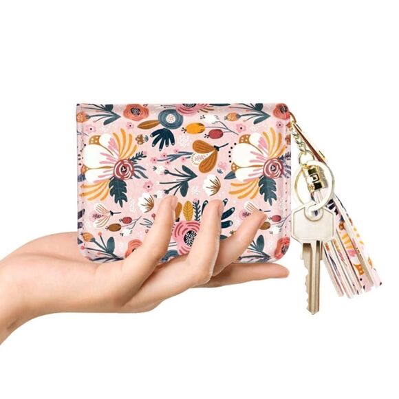 Pink Floral Leather Compact Wallet - Picture 3 of 4